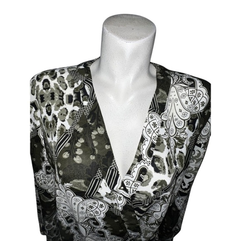 SOHO New York‎ Company Jeans Womens Wrap Style Blouse Kimono Sleeve Print XL Top - Picture 2 of 9